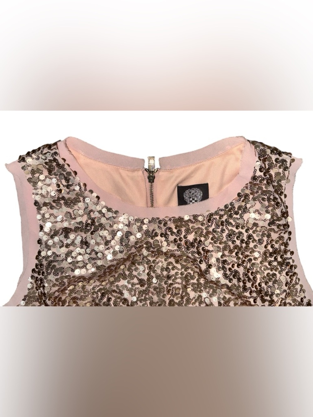Vince Camuto Women's Rose Gold Sequin Sleeveless Shift Dress, Size 16 - Picture 4 of 10